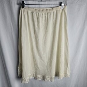 Vintage 60s Dutchmaid Knee‎ Length Nylon Slip Womens Ivory Side Slits Lingerie